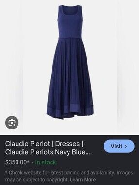 Sleeveless Navy Pleated Midi Dress